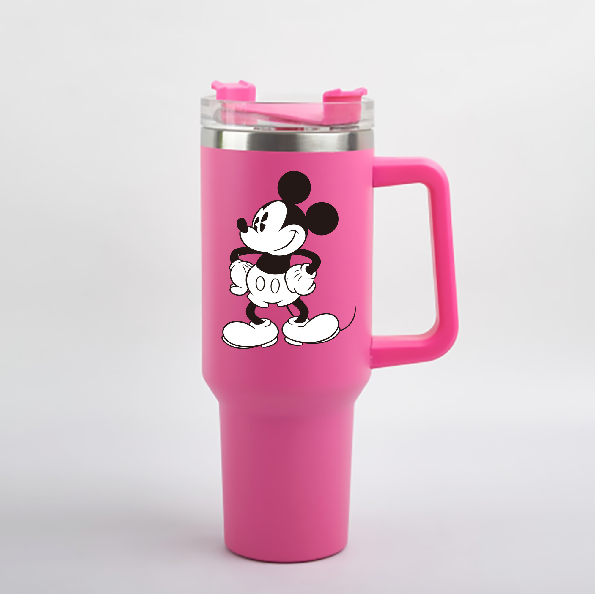 （画像用） ミッキーマウス Mickey Mouse 1200mL車用タンブラー - クリスタルステッカー（プラスチックストロー付き）